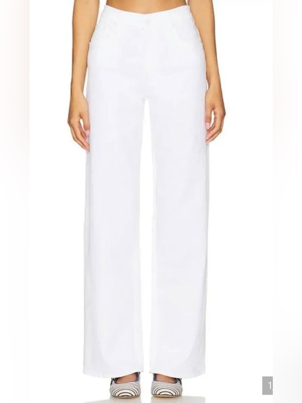 NWT MOTHER The Spinner Zip Sneak- Totally Innocent- 29- White- High Rise- Wide